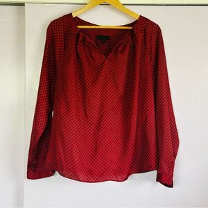 Worthington Geometrical Top Sz L Red & Black